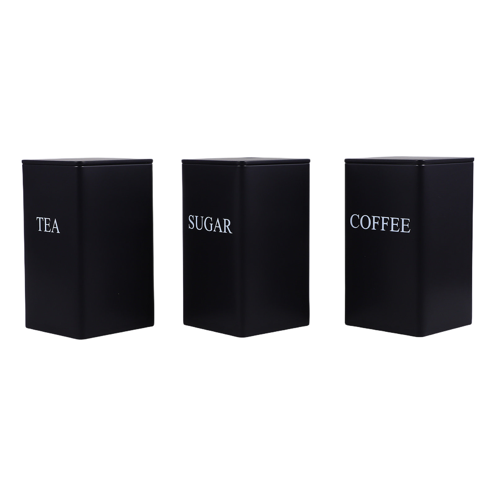 Food Storage Containers - 3Pcs Airtight Metal Kitchen Canisters Square